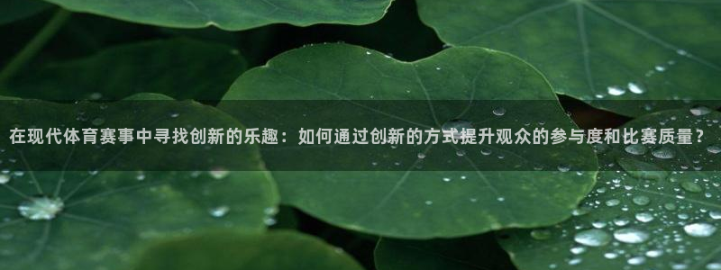 小九直播体育下载：在现代体育赛事中寻找创新的乐趣：如何通过创新的方式提升观众的参与度和比赛质量？